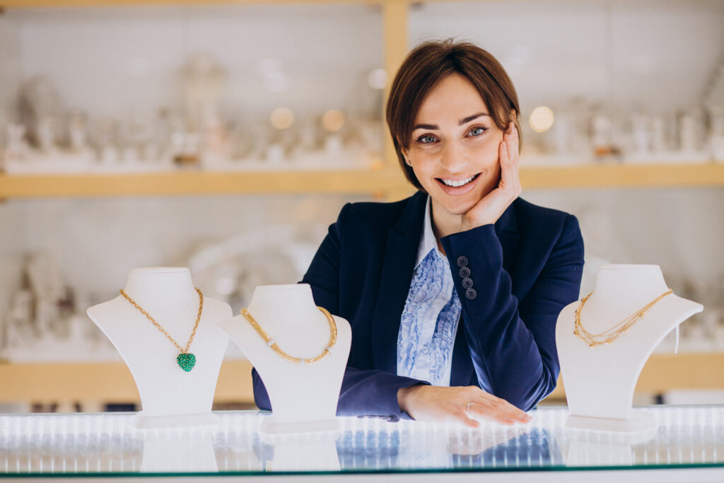 female sales person jewelry shop
